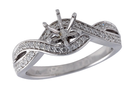 14K White Gold Diamond Semi-Mount Ring
