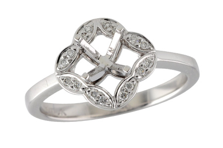 14K White Gold Diamond Semi-Mount Ring