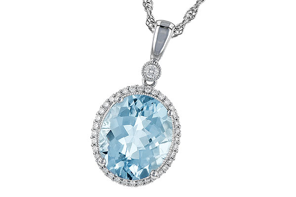 14K White Gold Aquamarine Necklace