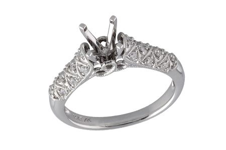 14K White Gold Diamond Semi-Mount Ring