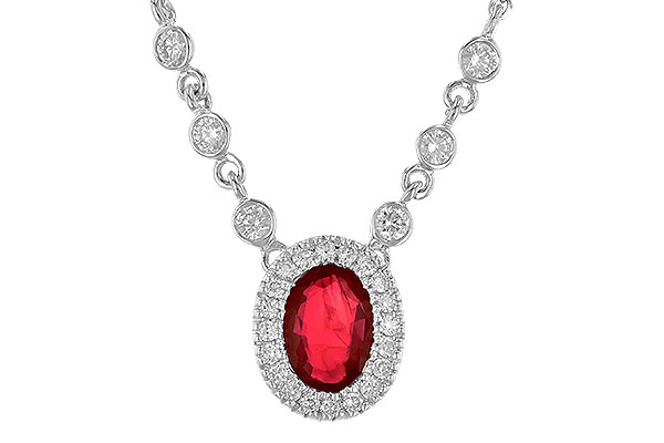 14K White Gold Ruby Necklace