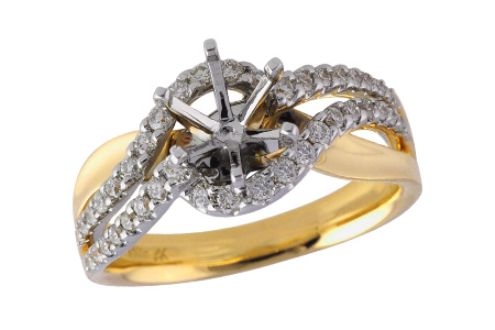 14K Two-Tone Diamond Semi-Mount Ring