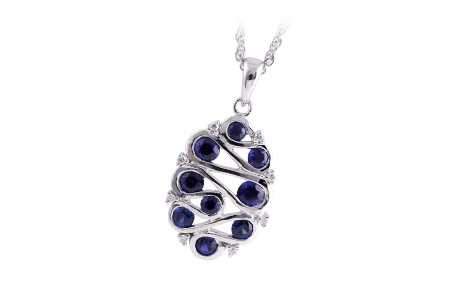14K White Gold Sapphire Necklace