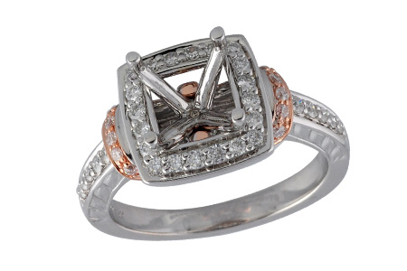 14K Two-Tone Diamond Semi-Mount Ring