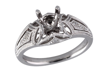 14K White Gold Diamond Semi-Mount Ring