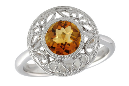 14K White Gold Citrine Ring