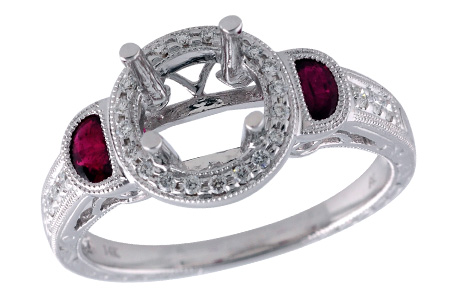 14K White Gold Ruby Semi-Mount Ring