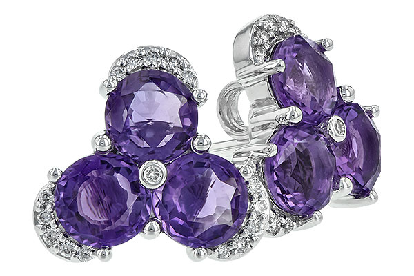14K White Gold Amethyst Earrings