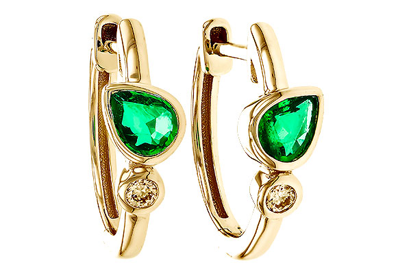 14K Yellow Gold Emerald Earrings