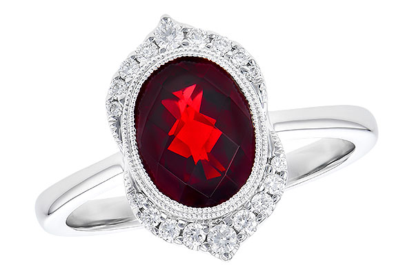 14K White Gold Garnet Ring