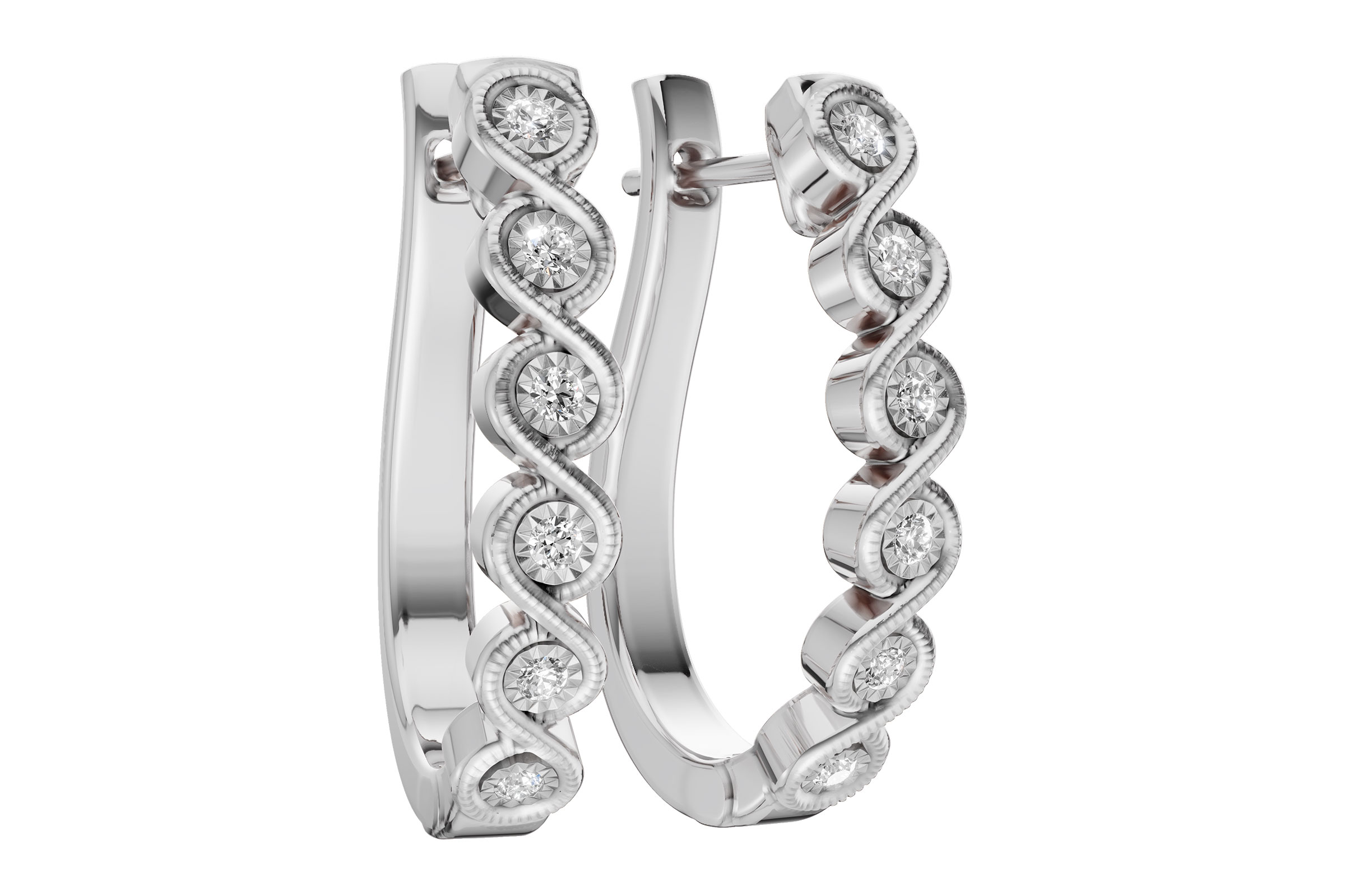 14K White Gold Diamond Earrings