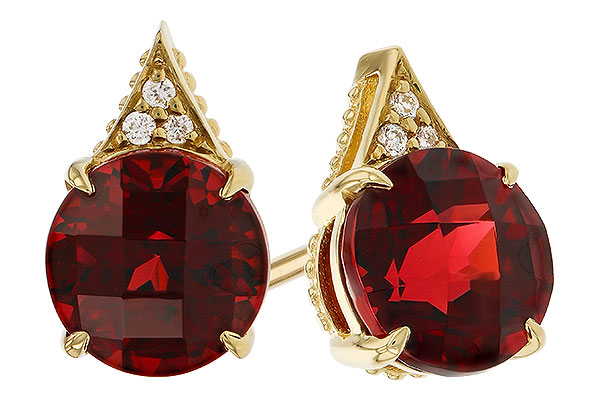 14K Yellow Gold Garnet Earrings
