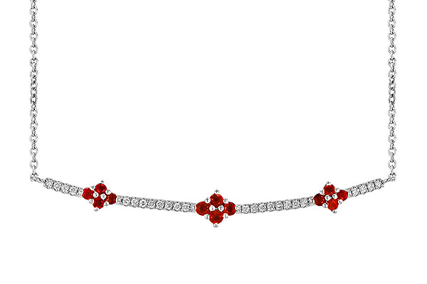 14K White Gold Ruby Necklace