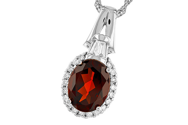 14K White Gold Garnet Necklace
