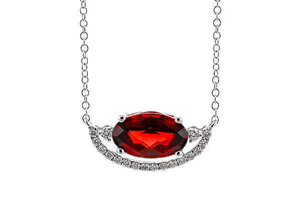 14K White Gold Garnet Necklace