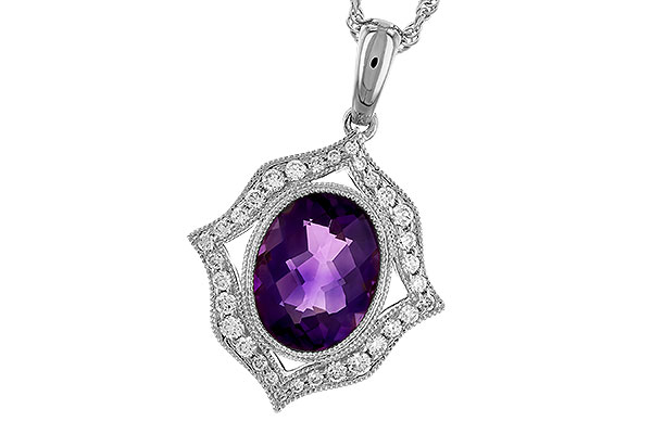 14K White Gold Amethyst Necklace