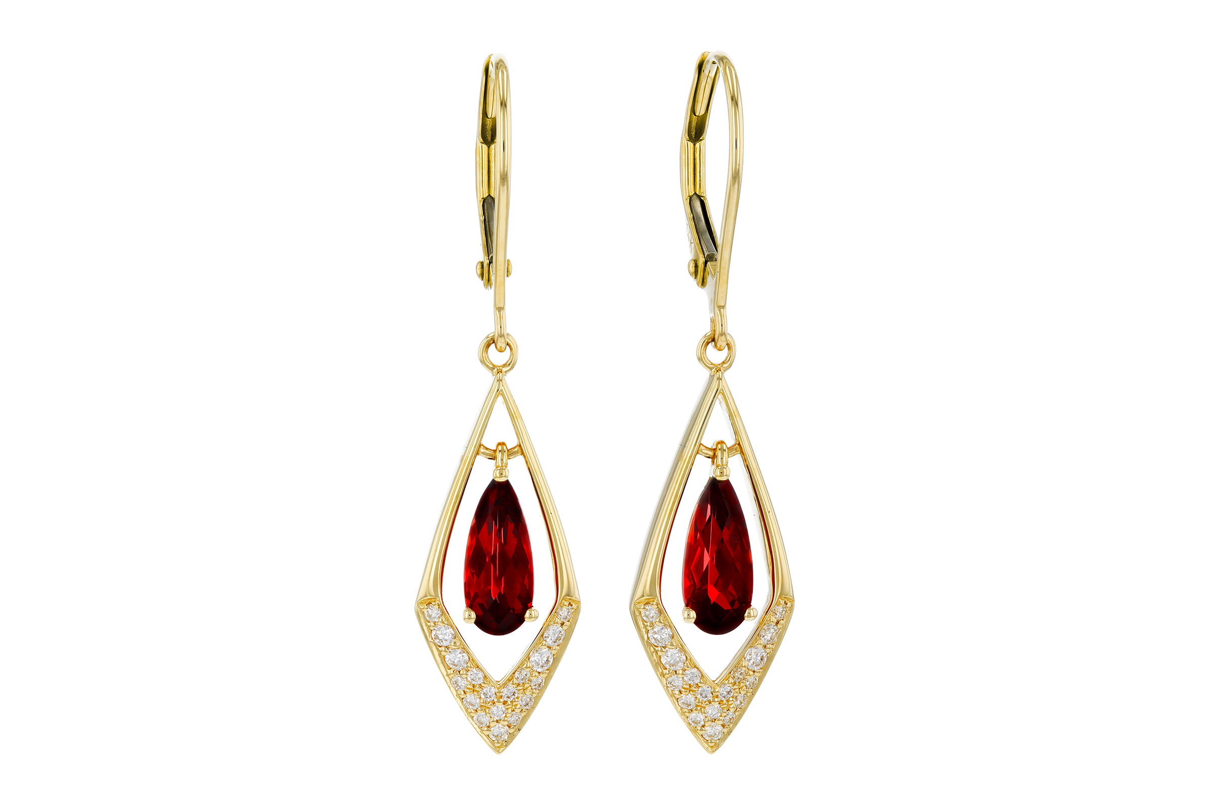 14K Yellow Gold Garnet Earrings