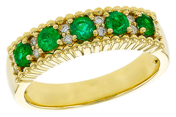 14K Yellow Gold Emerald Anniversary Band