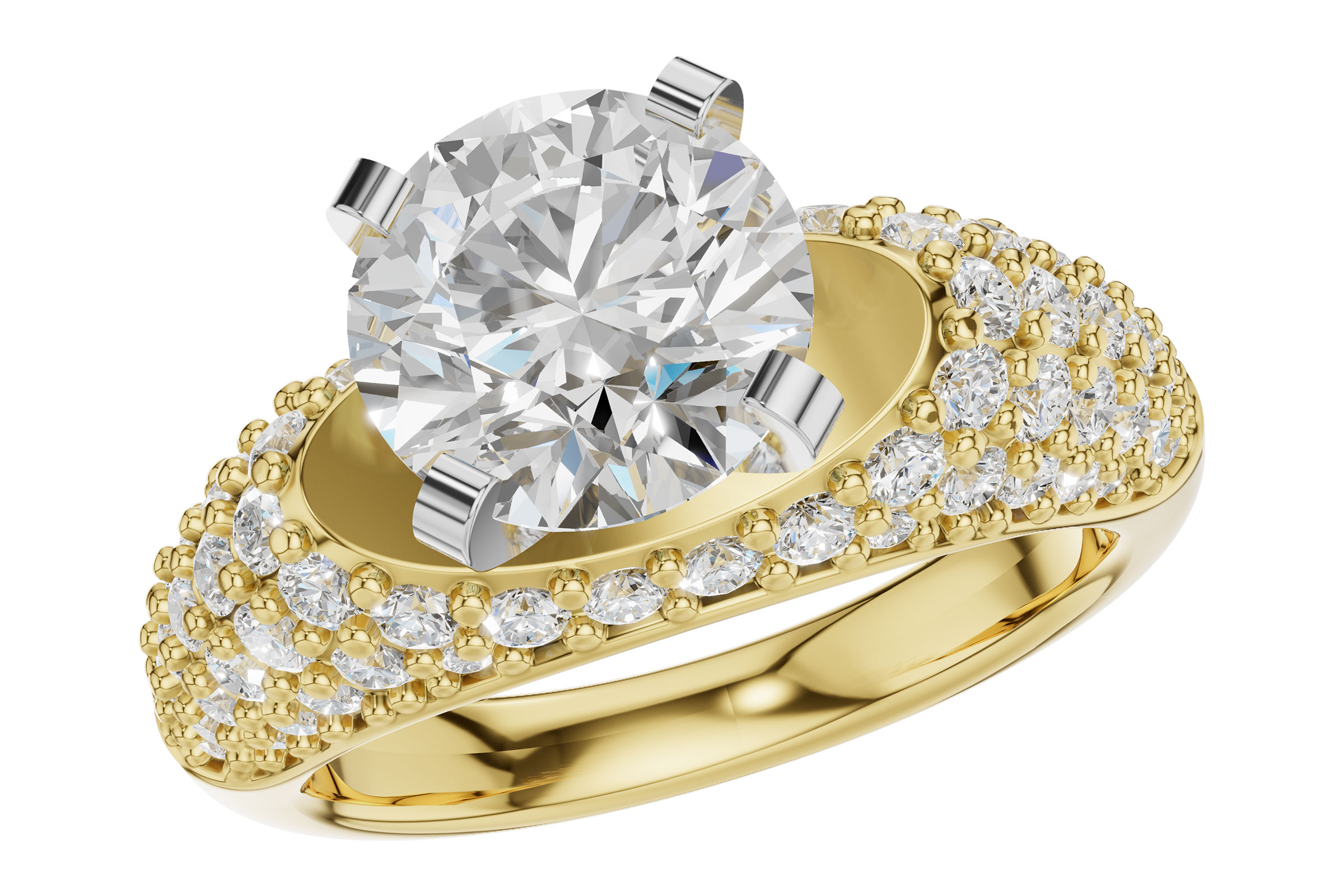 14K Yellow Gold Diamond Semi-Mount Ring