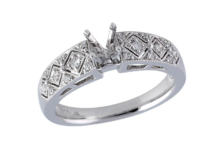 14K White Gold Diamond Semi-Mount Ring