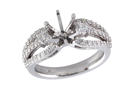 14K White Gold Diamond Semi-Mount Ring