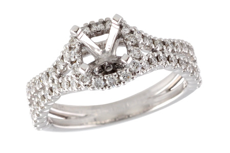14K White Gold Diamond Semi-Mount Ring