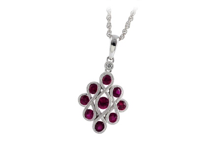 14K White Gold Ruby Necklace