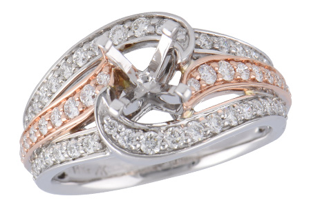 14K Two-Tone Diamond Semi-Mount Ring