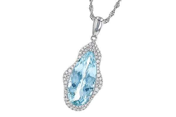 14K White Gold Aquamarine Necklace