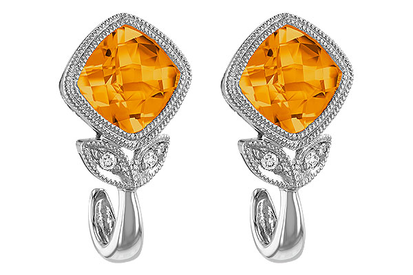 14K White Gold Citrine Earrings