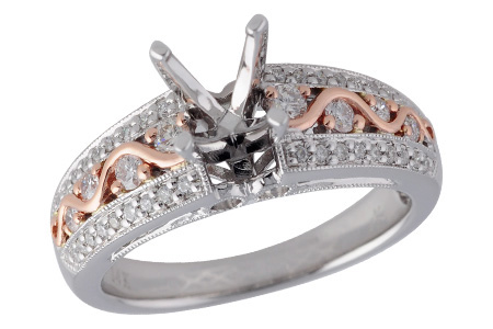 14K Two-Tone Diamond Semi-Mount Ring