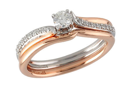 14K Two-Tone Diamond Wedding Set