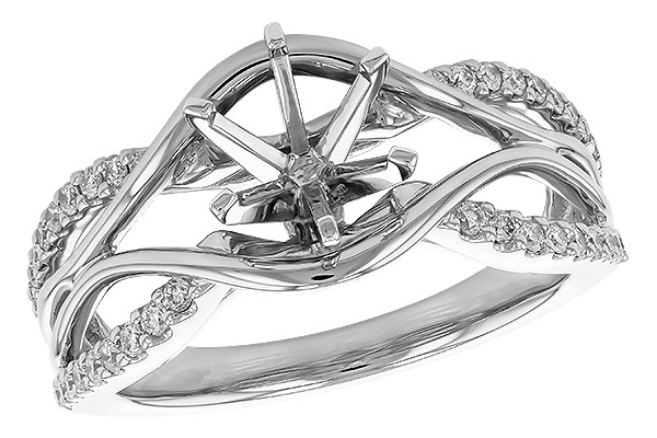 14K White Gold Diamond Semi-Mount Ring