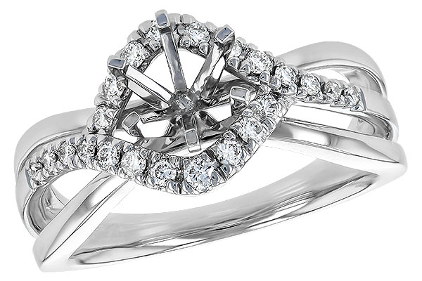 14K White Gold Diamond Semi-Mount Ring
