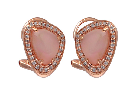 14K Rose Gold Quartz Earrings