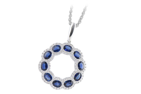 14K White Gold Sapphire Necklace