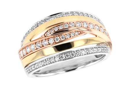 14K Tri-Color Diamond Anniversary Band