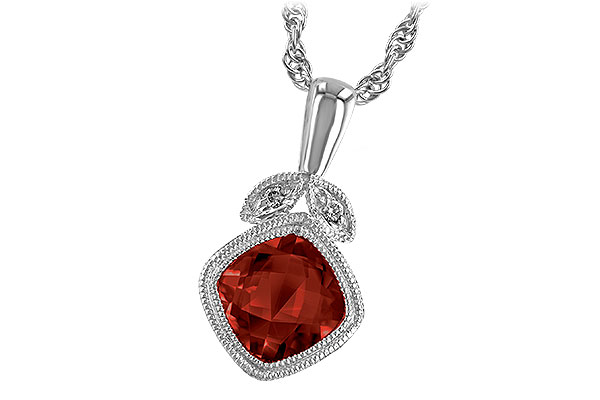 14K White Gold Garnet Necklace