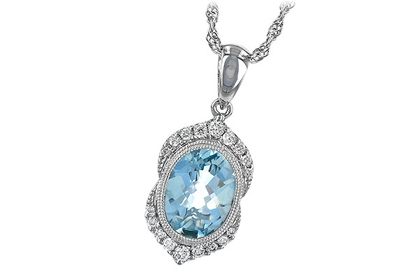 14K White Gold Aquamarine Necklace