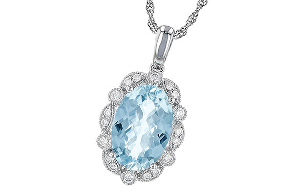 14K White Gold Aquamarine Necklace