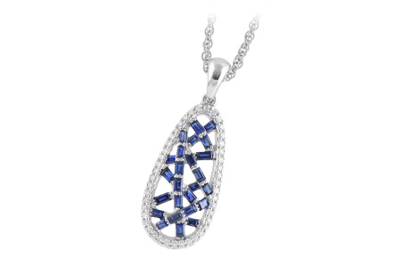14K White Gold Sapphire Necklace