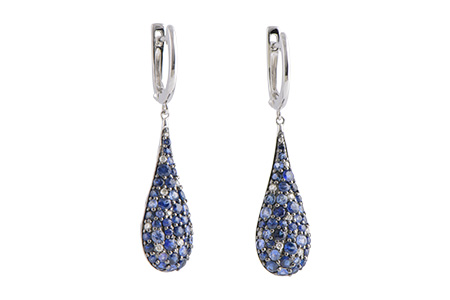 14K White Gold Sapphire Earrings