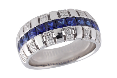 14K White Gold Sapphire Anniversary Band