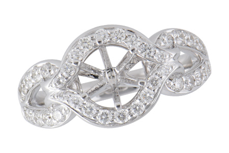 14K White Gold Diamond Semi-Mount Ring