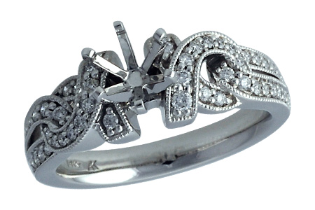 14K White Gold Diamond Semi-Mount Ring