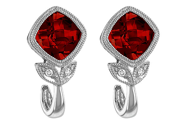 14K White Gold Garnet Earrings