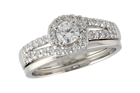 14K White Gold Diamond Wedding Set