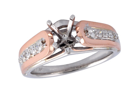14K Two-Tone Diamond Semi-Mount Ring