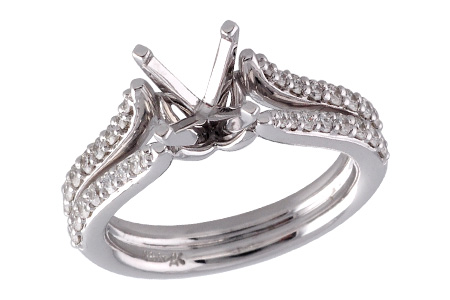 14K White Gold Diamond Semi-Mount Ring