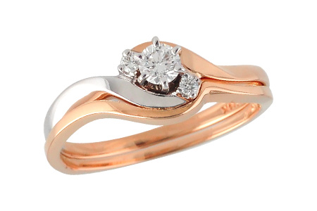 14K Two-Tone Diamond Wedding Set